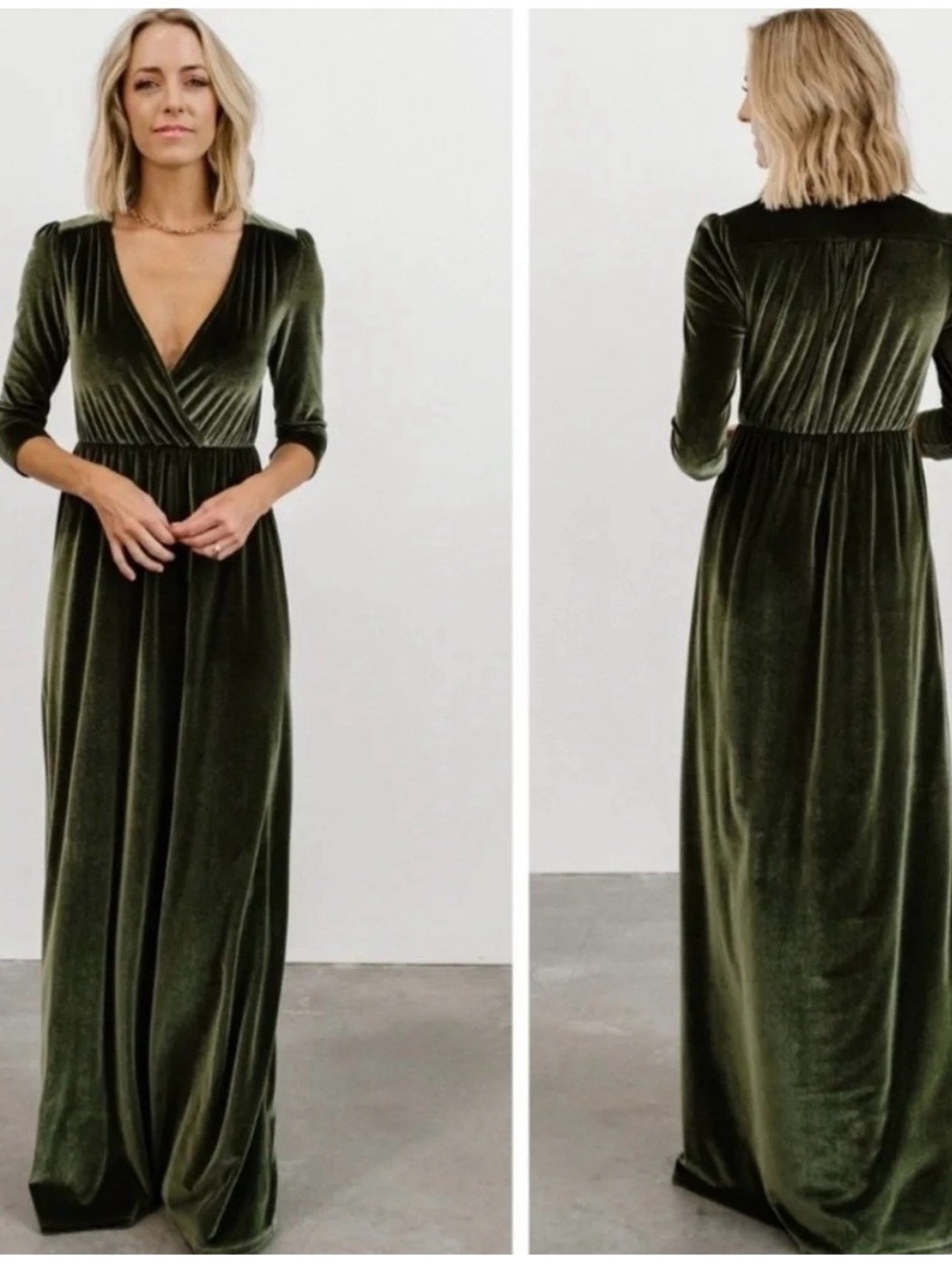 Baltic Born Olive Velvet Wrap Maxi Dress